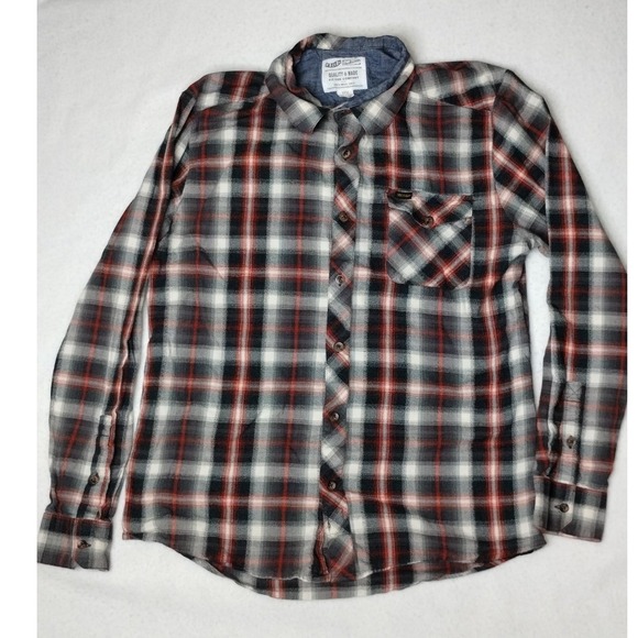 Volcom Workwear Flannel Shirt Mens Medium Plaid Button Up‎ Long Sleeve - Picture 13 of 14